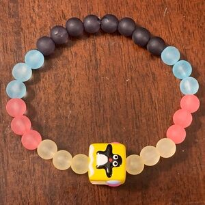 Colorful Beaded Bracelet with Penguin Charm